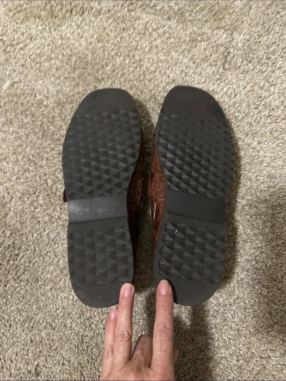 Men's Brown Woven Leather Slip-On Loafers with Buckle